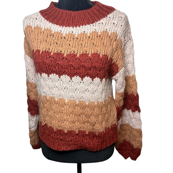 Altar'd State | Shania Striped Mock Turtleneck Sweater | Sz S - Picture 2 of 7